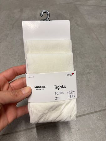 Collants blanc opaque léger taille 98 - 104 neuf