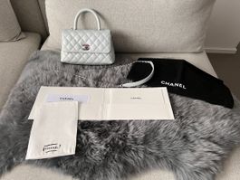 Chanel Coco Handle blue iridiscent silver/rainbow hardware