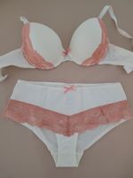 BODYFLIRT Dessous-Set Weiss/Rosa – BH 75C und Slip Gr. 36/38