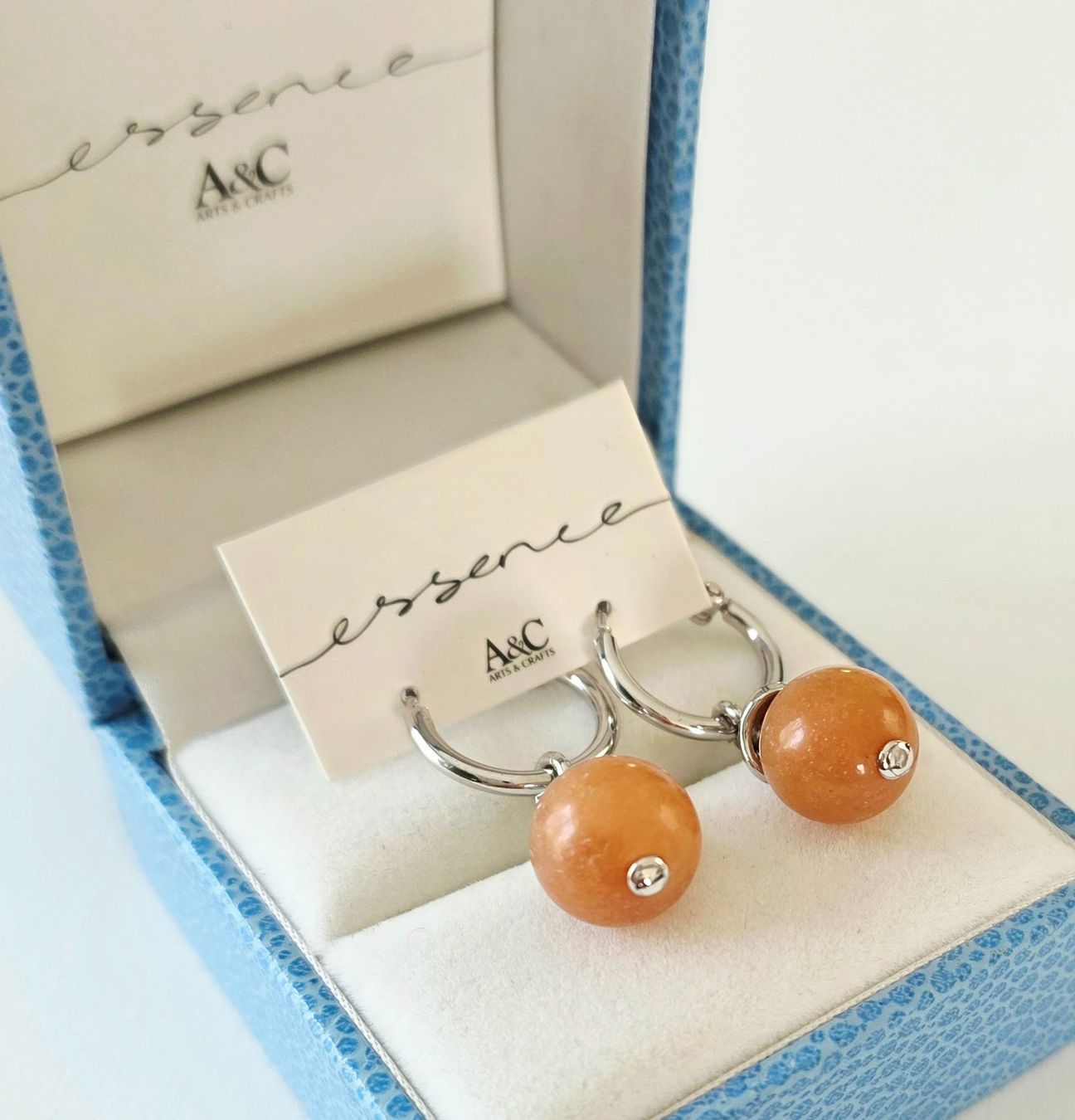 Orecchini pendenti & Orecchini a lobo: Design Creolen mit Karneolachat - A&C neu – Nuovo e nell'imballaggio originale da Uetikon am See venduto da Springdream 4