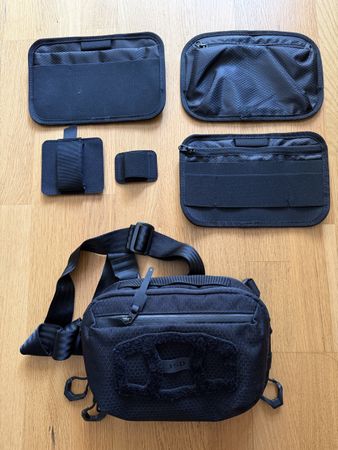 Tactical EDC black shoulder bag CCW with multiple inserts 