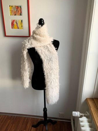 Cristiano Fissore-Neuer weisser LUXUS-Schal, Superkid Mohair