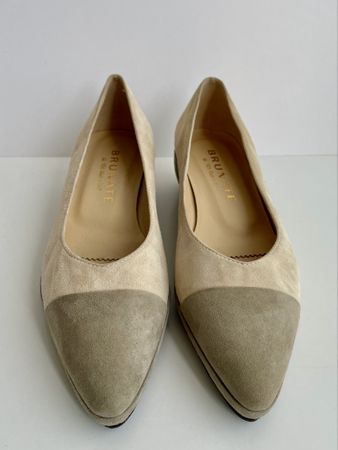 Élégantes ballerines Brunate en daim beige et marron, T 37,5