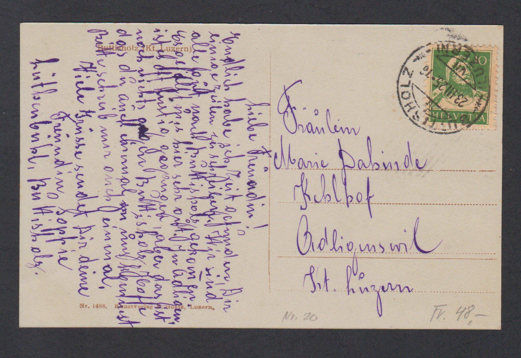 Cartoline postali: Buttisholz  LU   :   alte Ansichtskarte um 1925 – Usato da Vitznau venduto da Ropaku 1