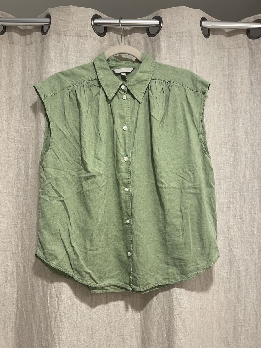H&M Camicette: H&M Linen Blend Bluse aermellos hellgruen S Versand 9.- – Nuovo (secondo la descrizione) da Meilen venduto da ana9