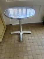 Vintage Mid-Century Bistrotisch, Edelstahl, Ø 69 cm