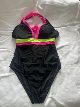 Badekleid Schwarz/pink/gelb XL