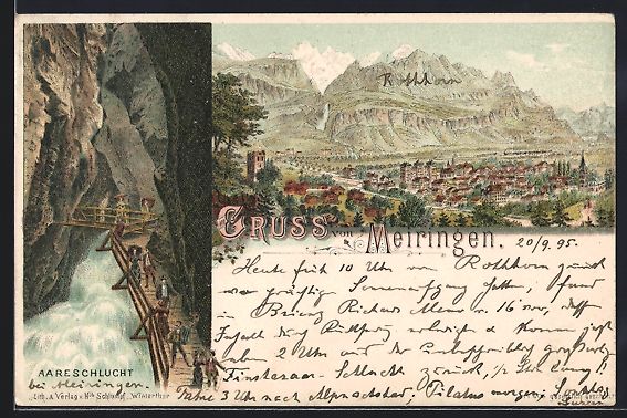 Cartoline postali: Vorläufer-Lithographie Meiringen, 1895, – Usato da Berlin venduto da bartko-reher