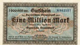 Bayerische Staatsbank 1 Mil.Mark 01.08.1923 VZ++-UNZ 982157