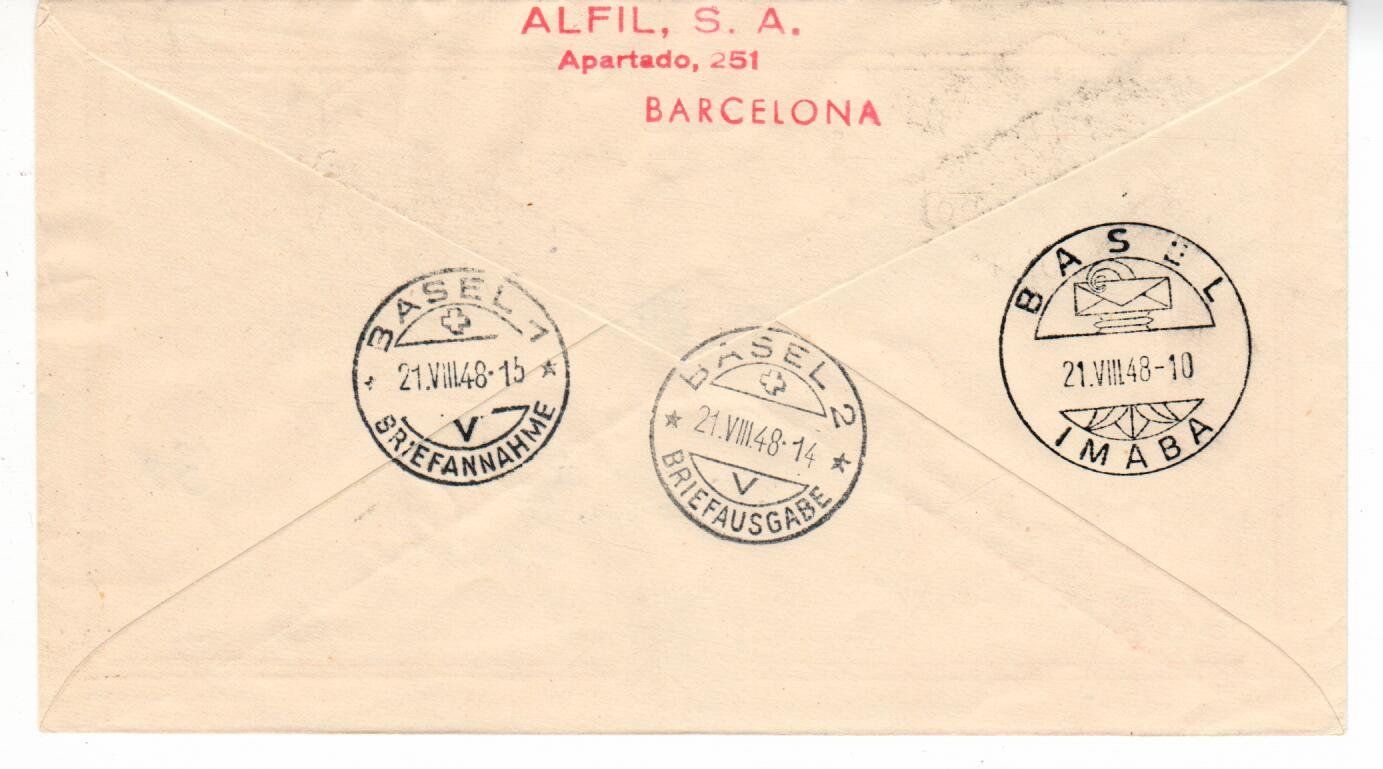 Tutti i francobolli: Brief Spanien 1948 – Usato da Wolhusen venduto da Curver9 1