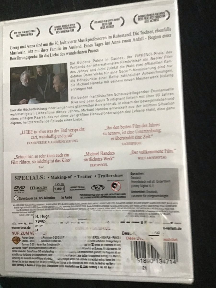 Tutti i DVDs: DVD Liebe Michael Haneke X-Edition neu versiegelt – Nuovo (secondo la descrizione) da Bischofszell venduto da 19bischi67 1