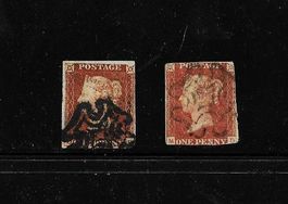ENGLAND KLASSIK 2 x ONE PENNY RED KÖNIGIN VICTORIA 1841