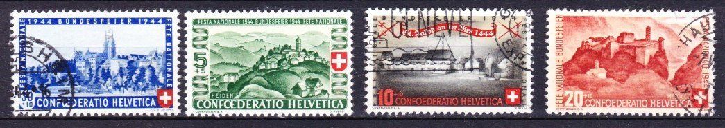 Tutti i francobolli: Série 4 Timbres suisse 1944 - Obl. – Usato da Blonay venduto da FRSU