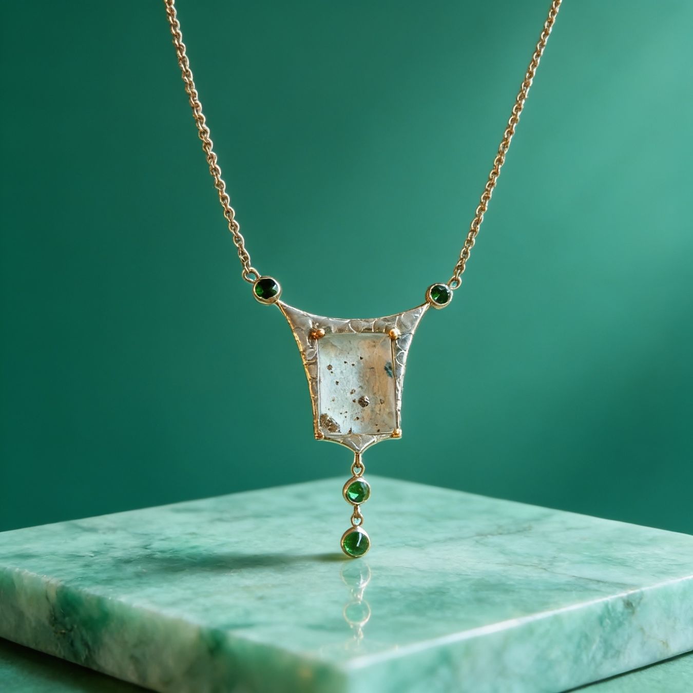Catenine: Collier Tsavorites et Cristal – Nuovo e nell'imballaggio originale da St-Maurice venduto da Sandrinette123