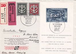 W21+W19/20 auf R.Exp.Brief mti Schweiz.Spende Basel3.III.45