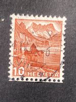 Schweiz 1942 Chillon 10 Rp. 257RM Bedarf Schnitt neben Marke