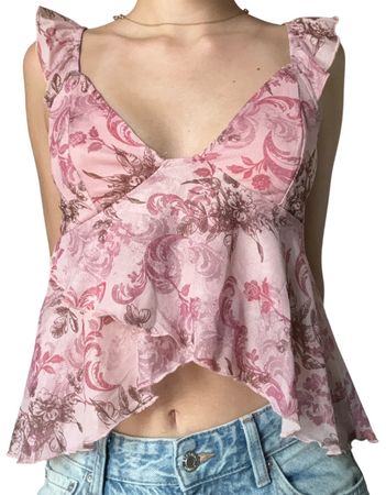 Sommer Top rosa mit Blumenmuster Grösse S neuwertig
