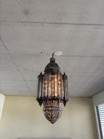 4 Hängelampen orientalischer Stil Metall Glas ca. 50cm hoch