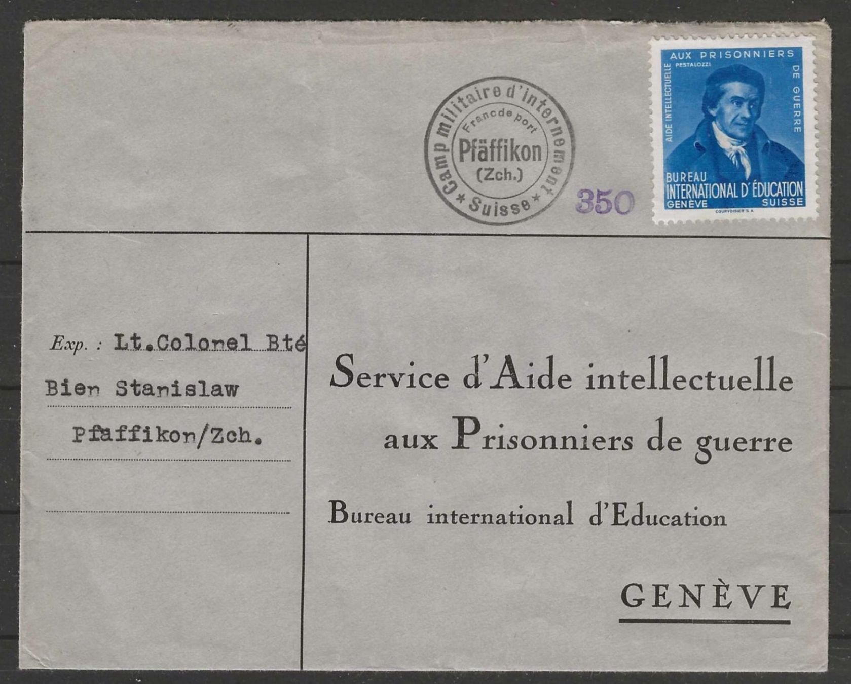 Tutti i francobolli: 1940 : Brief Interniertenpost Pfäffikon mit BIE Vorläufer – Usato da Gümligen venduto da Geniusbuy