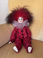 Künstlerpuppe Harlekin rot-schwarz