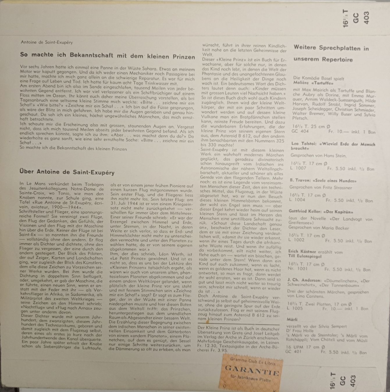 Vinyles: Vinyl Der kleine Prinz – D'occasion à Allschwil par Evgeniia78 1