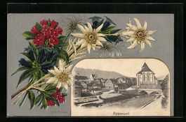Appenzell, Ortsansicht mit Edelweiss-Dek