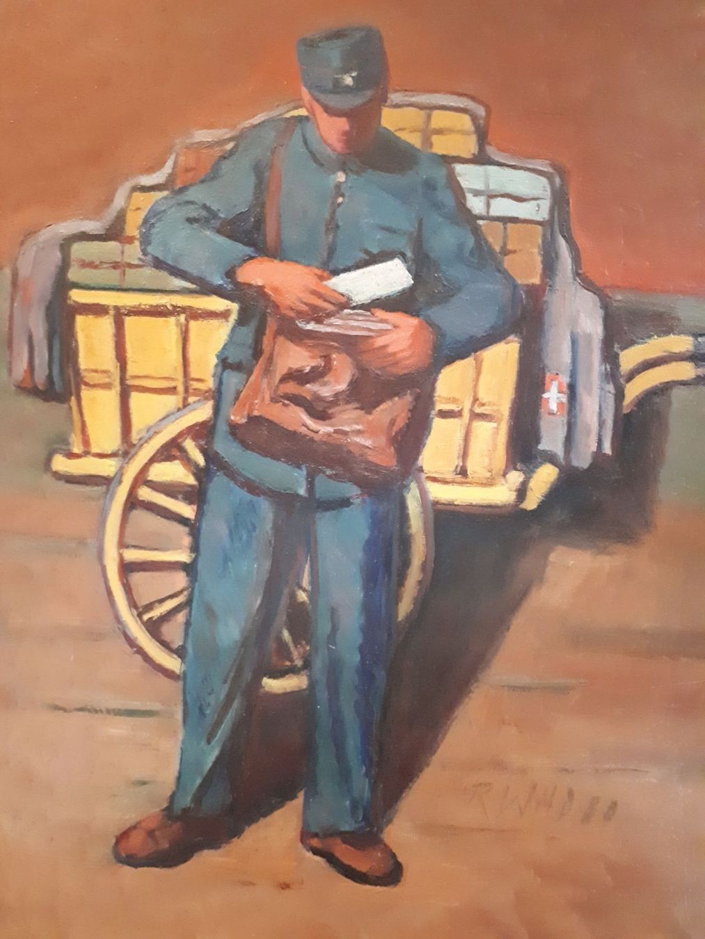 Dipinti: Schweizer Schule: Robert Wild: Der Pöstler, the postman – Usato da Dielsdorf venduto da anabur