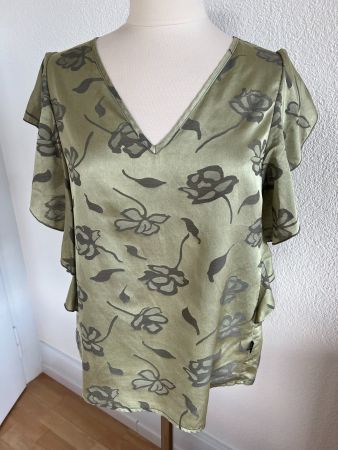 Colora Damen Bluse, 100% Seide, Gr. L, Olivgrün, NEU