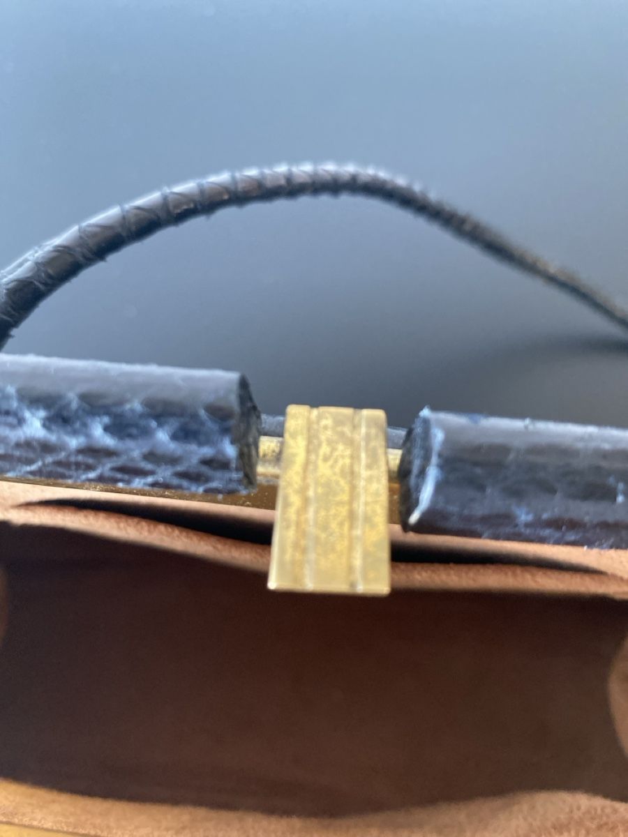 Taschen für Damen: Vintage Damen Handtasche Leder Schlangenlederoptik schwarz – Gebraucht aus Chur von Pufl 5