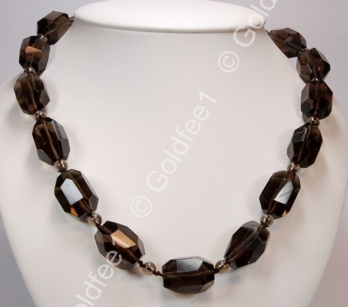 Catenine: Rauchquarz Kette ca. 53cm 925 Silber – Nuovo (secondo la descrizione) da Oberglatt ZH venduto da Goldfee1