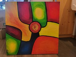 NP480.- - TABLEAU d'Artiste, Peint à la Main. 80x80.