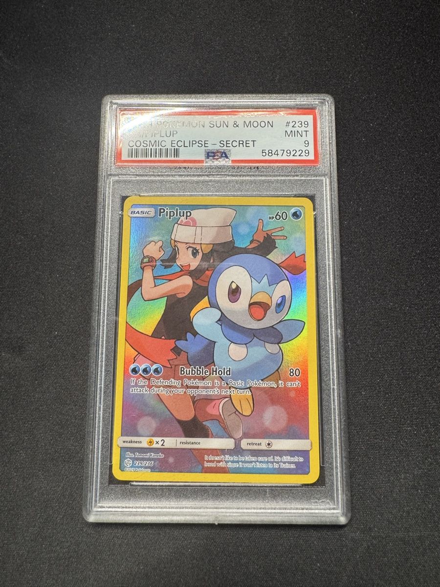 Pokémon Carte collezionabili: PSA 9 Mint Piplup Secret Rare - Cosmic Eclipse Pokémon Card – Nuovo e nell'imballaggio originale da Winterthur venduto da Ryolu