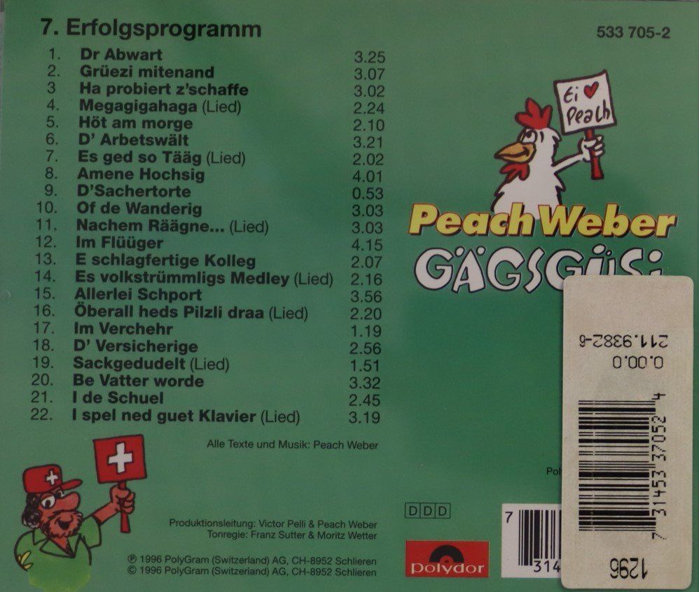 CD: Peach Weber – Gägsgüsi – Usato da Luzern venduto da CONTENTI 2