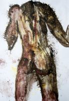 Gr. Tuschezeichnung: Dark man's back