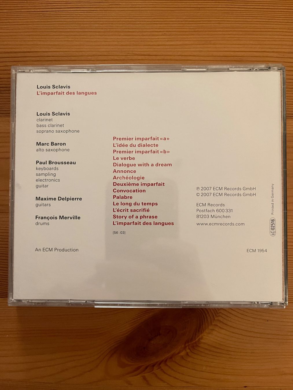 CD: LOUIS SCLAVIS - L'IMPARFAIT DES LANGUES – Usato da Lausanne venduto da sbar224 1