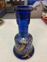 Grande vaso in vetro blu dipinto a mano