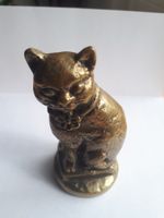 Messing Katze 7,5 cm hoch 325 Gramm schwer