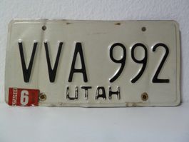 USA Nummernschild / Autonummer / License Plate UTAH VVA 992