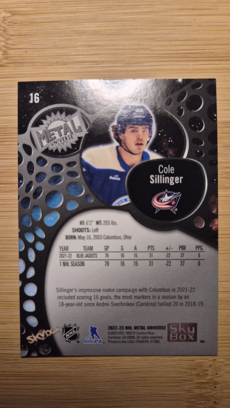 NHL Carte collezionabili: NHL Columbus Blue Jackets Cole Sillinger – Usato da Bellach venduto da paedu-1980 1