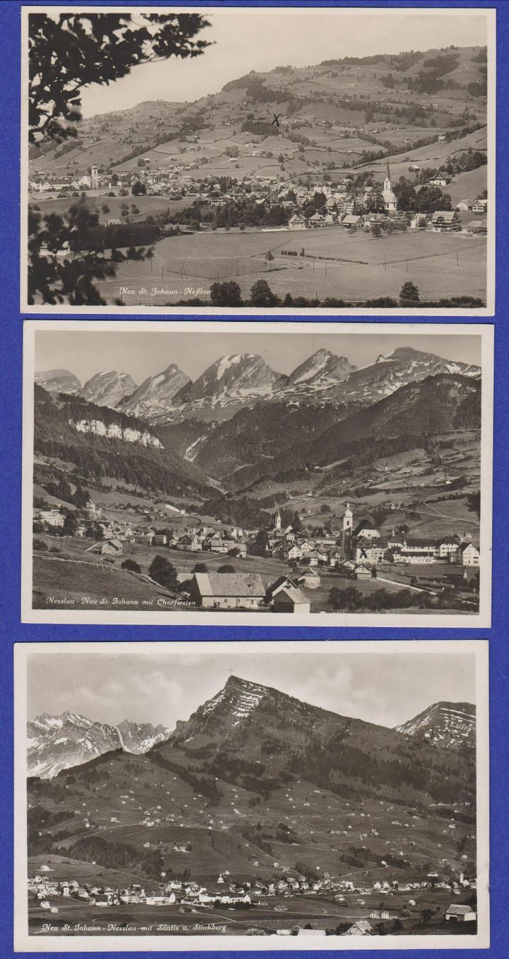 Cartoline postali: Neu St. Johann  -  3 alte Ansichtskarten 1930er Jahre – Usato da Vitznau venduto da Ropaku