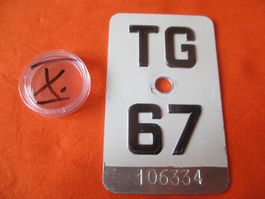Velonummer Fahrradnummer Mofanummer TG 67 weiss
