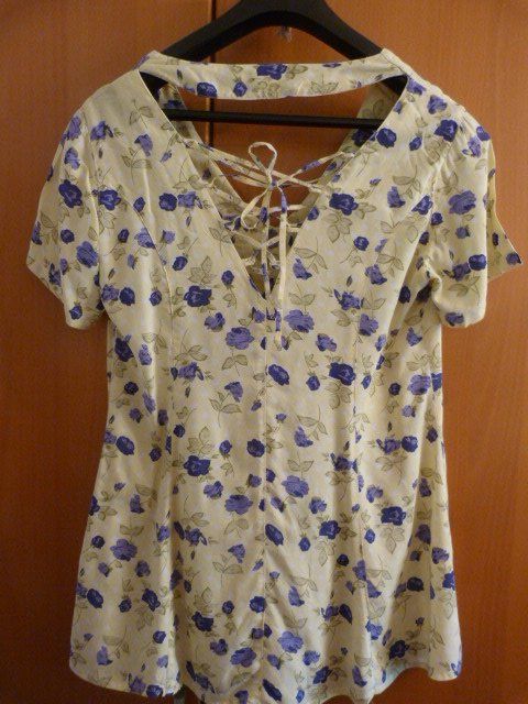 Camicette: Bluse mit Schnürung, Gr. 40, gelb-blau – Usato da Nunningen venduto da Fashion-Ave51 2