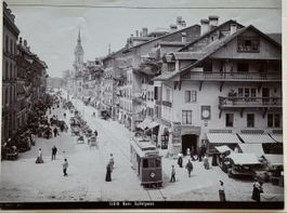 Vintage Photo Wehrli, um 1900, Bern, Tram, Spitalgasse 16x22