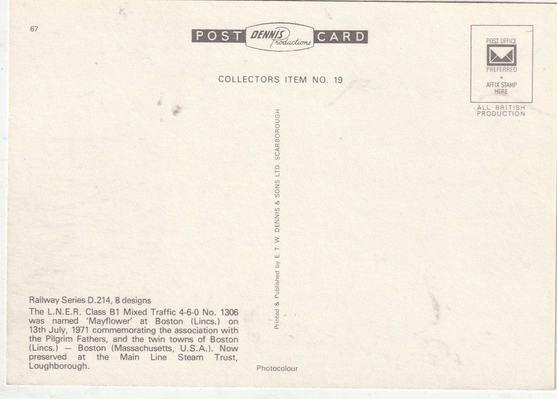 Cartoline postali: Bahnserie  1971 Boston ?? – Usato da Lumbrein venduto da made02 1