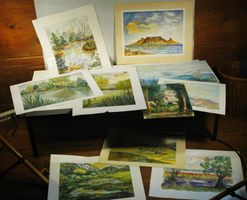 Landschaften Aquarelle 10 Stück vereinzelt signiert