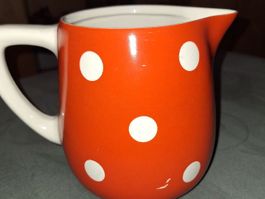 ❤️KERAMIK ❤️MILCHKRUG ❤️MIT PUNKTEN ROT WEISS