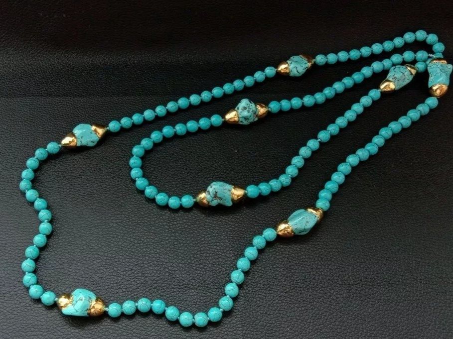 Ketten: Wunderschön Türkis lange Halskette Perle Collier Turquoise – Neu (gemäss Beschreibung) aus Prilly von ilyria73 6
