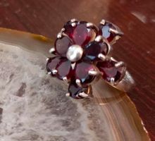 ST.S.925° ECHT GRANATST.RING DM 18, 9,5 G. ANTIK