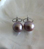 Traumhafte Süsswasserperle Ohrstecker, violett, 12.8mm