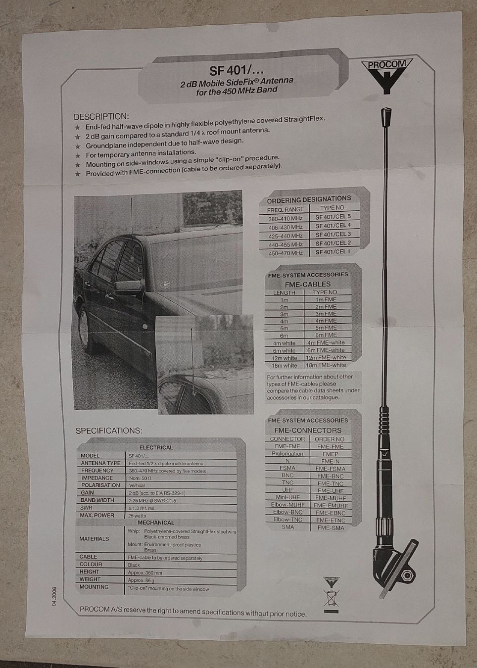 Radiocomunicazione: UHF Fensterantenne – Nuovo (secondo la descrizione) da Bauma venduto da rtvstr 4